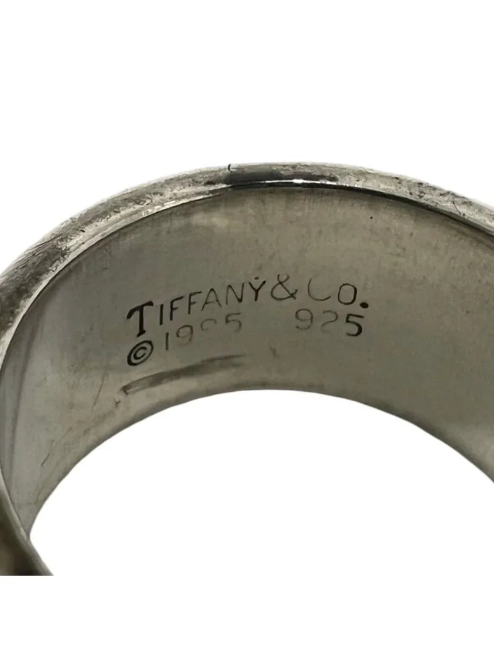 Tiffany & Co Vintage Grooved Double Line Ring 925 Sterling Silver Accessory